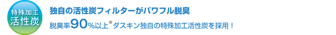 独自の活性炭フィルターがパワフル脱臭